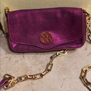 Purple Tory Burch cross body bag